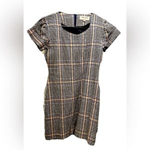 Tweed pink, black and blue patterned Pinkyotto structured mini dress size small